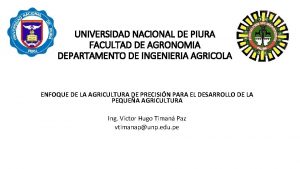 UNIVERSIDAD NACIONAL DE PIURA FACULTAD DE AGRONOMIA DEPARTAMENTO