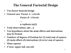 The General Factorial Design Twofactorial design General case