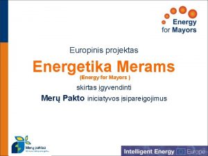 Europinis projektas Energetika Merams Energy for Mayors skirtas