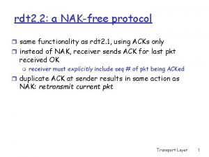 rdt 2 2 a NAKfree protocol r same