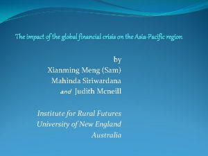 The impact of the global financial crisis on