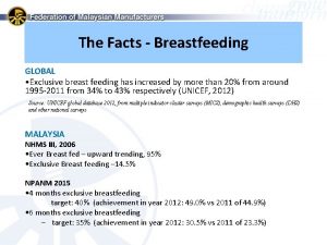 The Facts Breastfeeding GLOBAL Exclusive breast feeding has