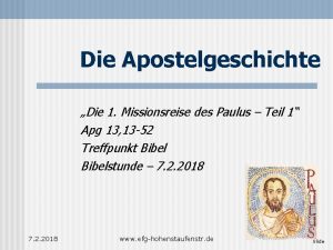 Die Apostelgeschichte Die 1 Missionsreise des Paulus Teil