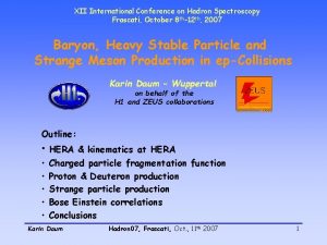 XII International Conference on Hadron Spectroscopy Frascati October