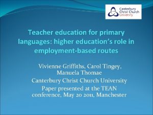 Teacher education for primary languages higher educations role