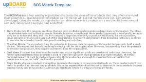 BCG Matrix Template The BCG Matrix is a