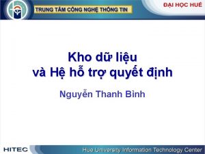 Kho d liu v H h tr quyt