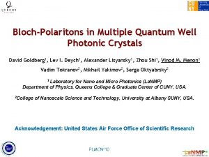 BlochPolaritons in Multiple Quantum Well Photonic Crystals David