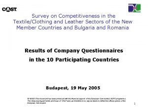 Survey on Competitiveness in the TextileClothing and Leather