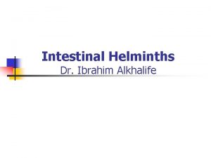 Intestinal Helminths Dr Ibrahim Alkhalife CLASSIFICATION OF PARASITES