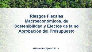 Riesgos Fiscales Macroeconmicos de Sostenibilidad y Efectos de