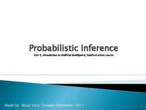 Probabilistic Inference Unit 4 Introduction to Artificial Intelligence