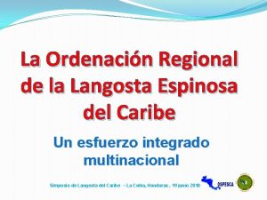 La Ordenacin Regional de la Langosta Espinosa del