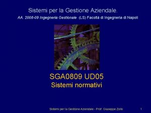 Sistemi per la Gestione Aziendale AA 2008 09