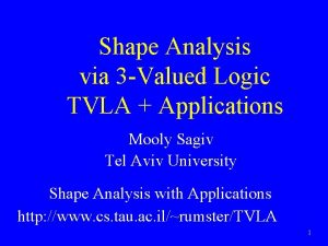 Shape Analysis via 3 Valued Logic TVLA Applications