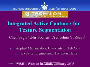 Integrated Active Contours for Texture Segmentation Chen Sagiv