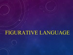 FIGURATIVE LANGUAGE WHAT IS FIGURATIVE LANGUAGE Figurative Language