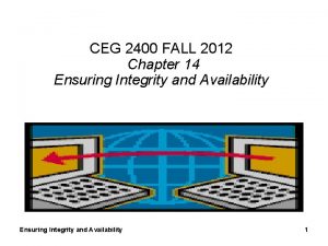 CEG 2400 FALL 2012 Chapter 14 Ensuring Integrity