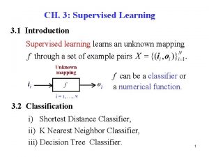 CH 3 Supervised Learning 3 1 Introduction Supervised