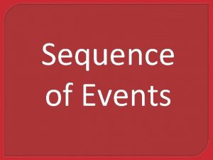Sequence of Events Sequence of Events The sequence