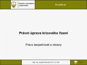 fvl unob cz Prvn prava krizovho zen Prvo