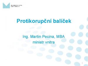 Protikorupn balek Ing Martin Pecina MBA ministr vnitra