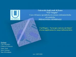 Universit degli studi di Roma Tor Vergata Corso