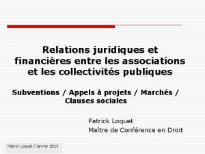 Relations juridiques et financires entre les associations et