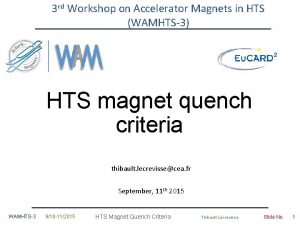 3 rd Workshop on Accelerator Magnets in HTS