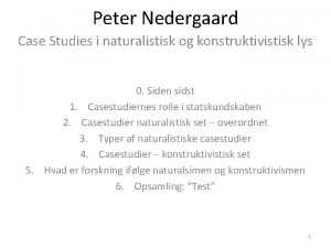 Peter Nedergaard Case Studies i naturalistisk og konstruktivistisk