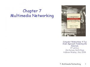 Chapter 7 Multimedia Networking Computer Networking A Top