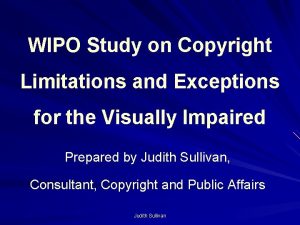 WIPO Study on Copyright Limitations and Exceptions for