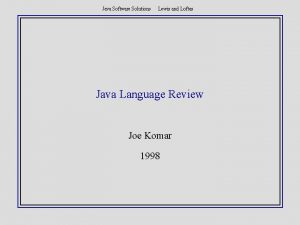 Java Software Solutions Lewis and Loftus Java Language