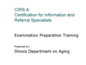 CIRSA Certification for Information and Referral Specialists Examination