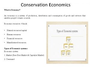 Conservation Economics What is Economy An economy is