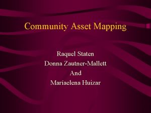 Community Asset Mapping Raquel Staten Donna ZautnerMallett And