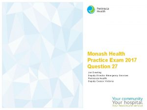 Monash Health Practice Exam 2017 Question 27 Jon