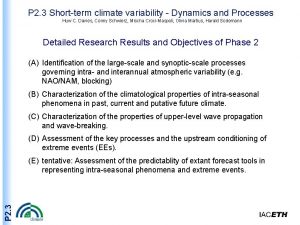 P 2 3 Shortterm climate variability Dynamics and
