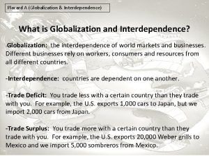 Placard A Globalization Interdependence What is Globalization and