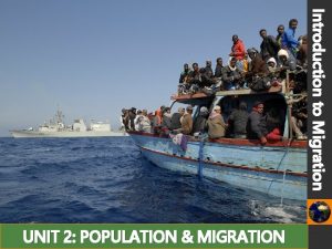 Introduction to Migration UNIT 2 POPULATION MIGRATION LEARNING