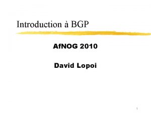 Introduction BGP Af NOG 2010 David Lopoi 1