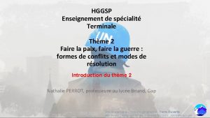 HGGSP Enseignement de spcialit Terminale Thme 2 Faire