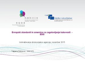 Evropski standardi in smernice za zagotavljanje kakovosti ESG