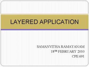 LAYERED APPLICATION SAMANVITHA RAMAYANAM 18 TH FEBRUARY 2010