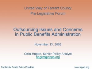 United Way of Tarrant County PreLegislative Forum Outsourcing