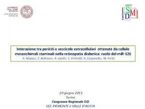 Interazione tra periciti e vescicole extracellulari ottenute da