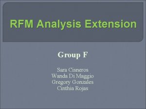 RFM Analysis Extension Group F Sara Cisneros Wanda