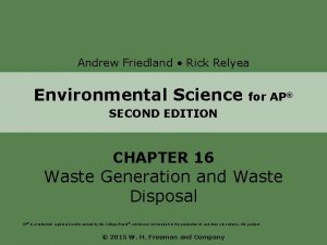 Andrew Friedland Rick Relyea Environmental Science for AP