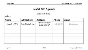 May 2019 doc IEEE 802 11 190618 r