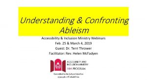 Understanding Confronting Ableism Accessibility Inclusion Ministry Webinars Feb